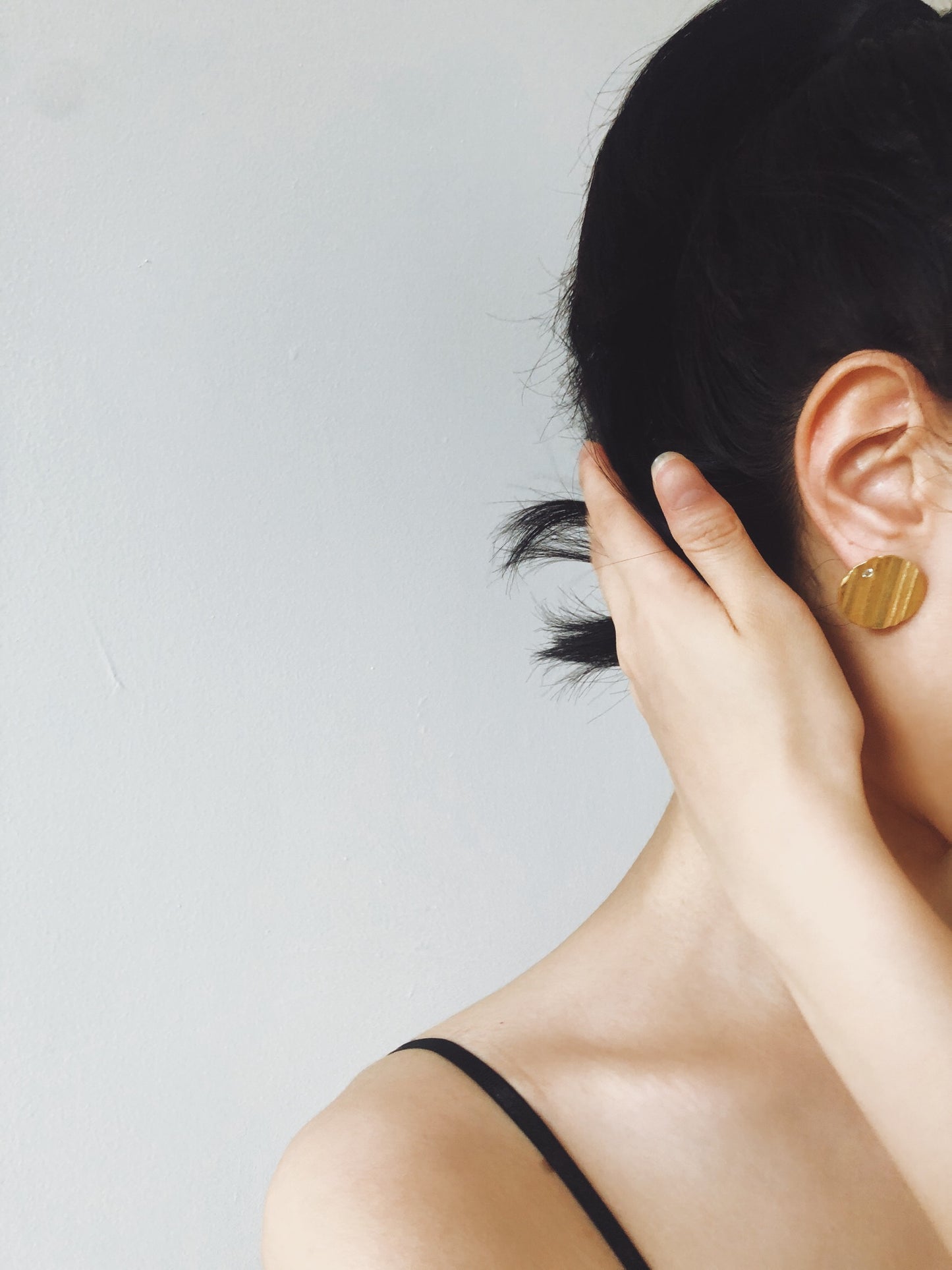 Potato Chip Earrings in Silver and Gold with Gemstones