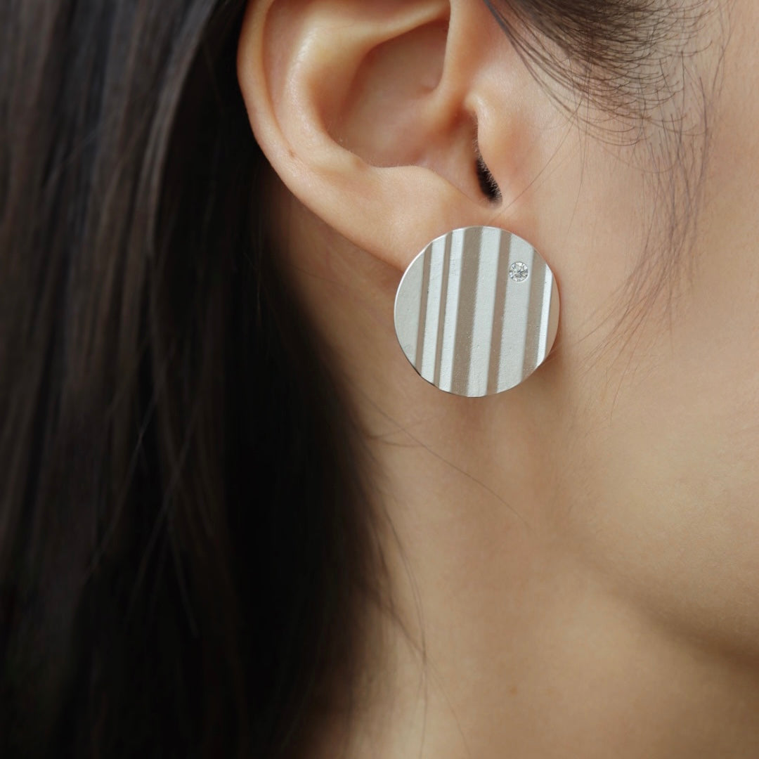 Potato Chip Earrings in Silver and Gold with Gemstones