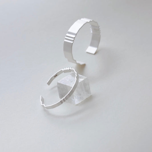 Silver Folded Paper Bracelet Wide and Thin